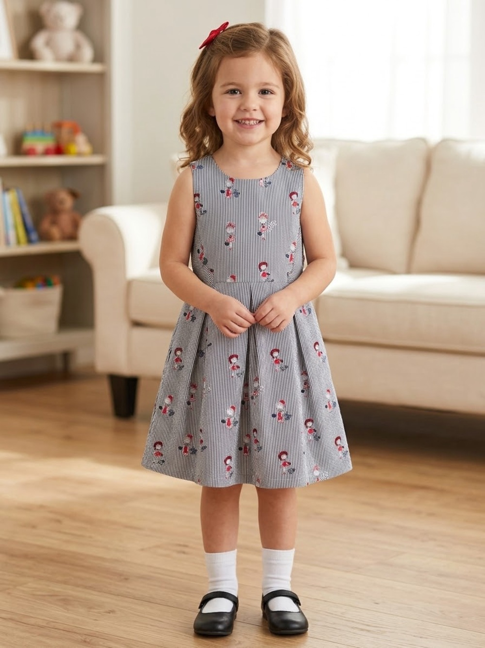 Funny baby Girls' Sleeveless  Print Dress Sz 3/4 years